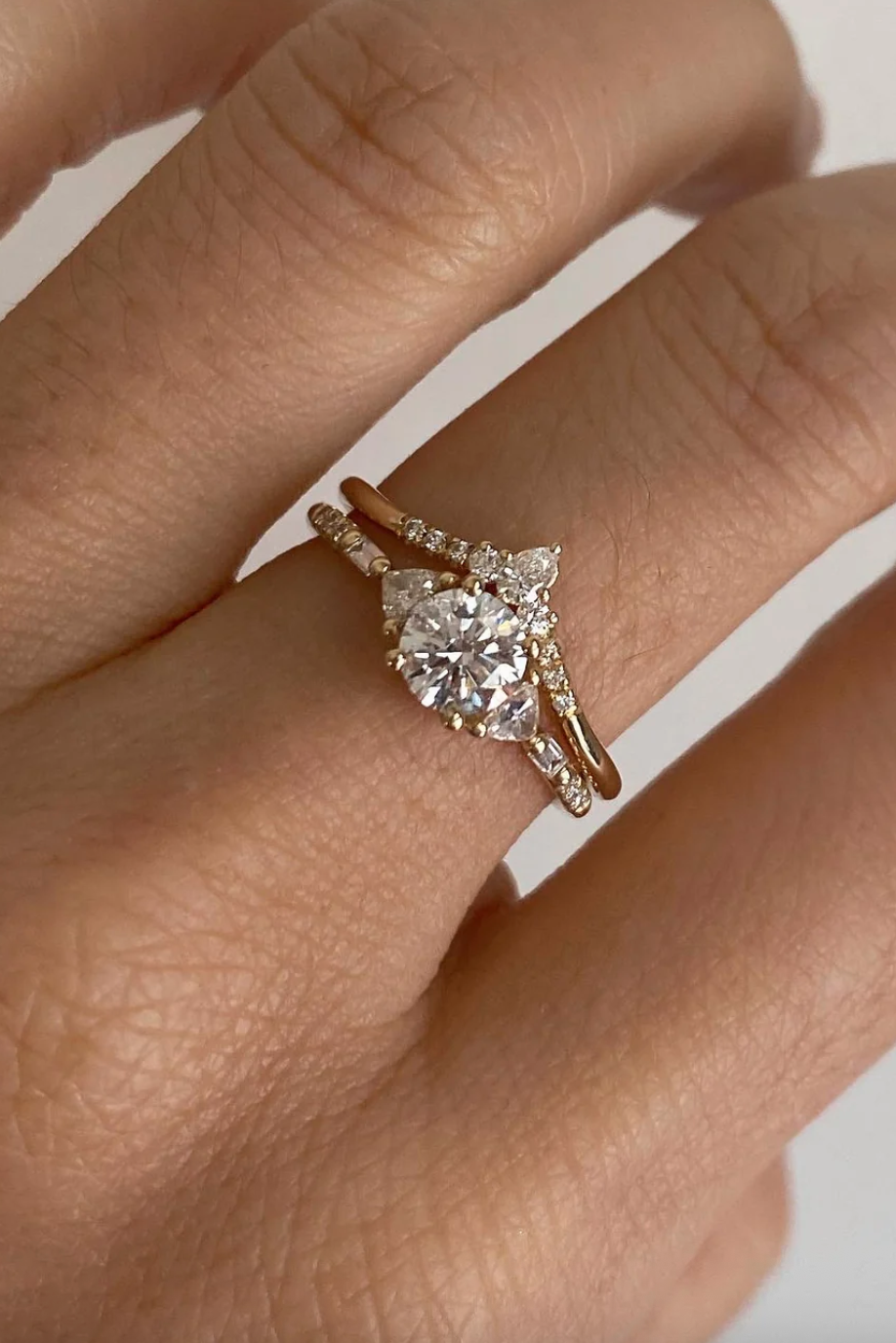 Equilibrium Trillion Baguette Round Diamond Ring